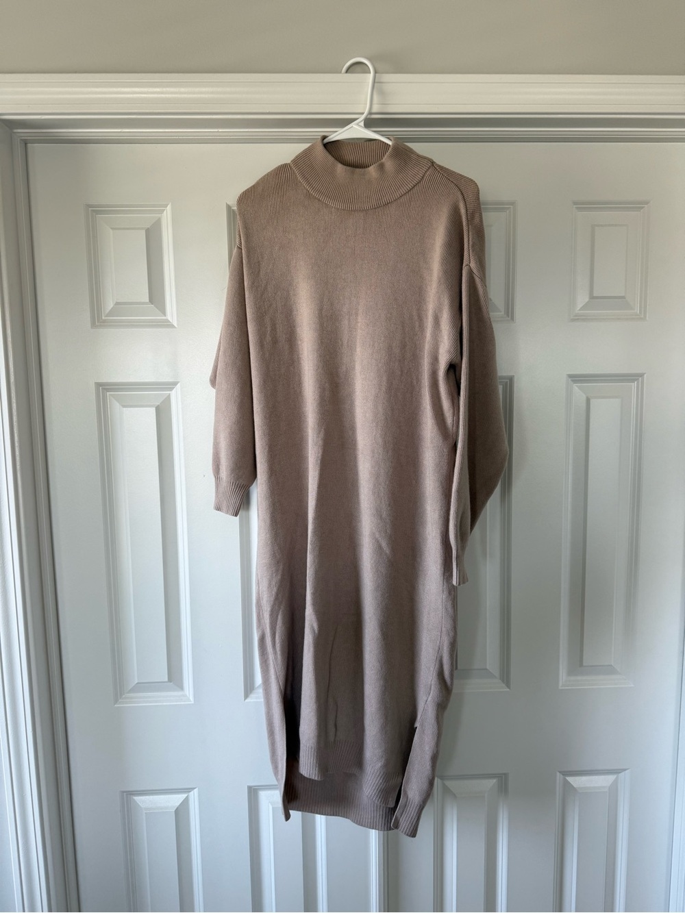Midi Knit Turtleneck Dress in Mauve